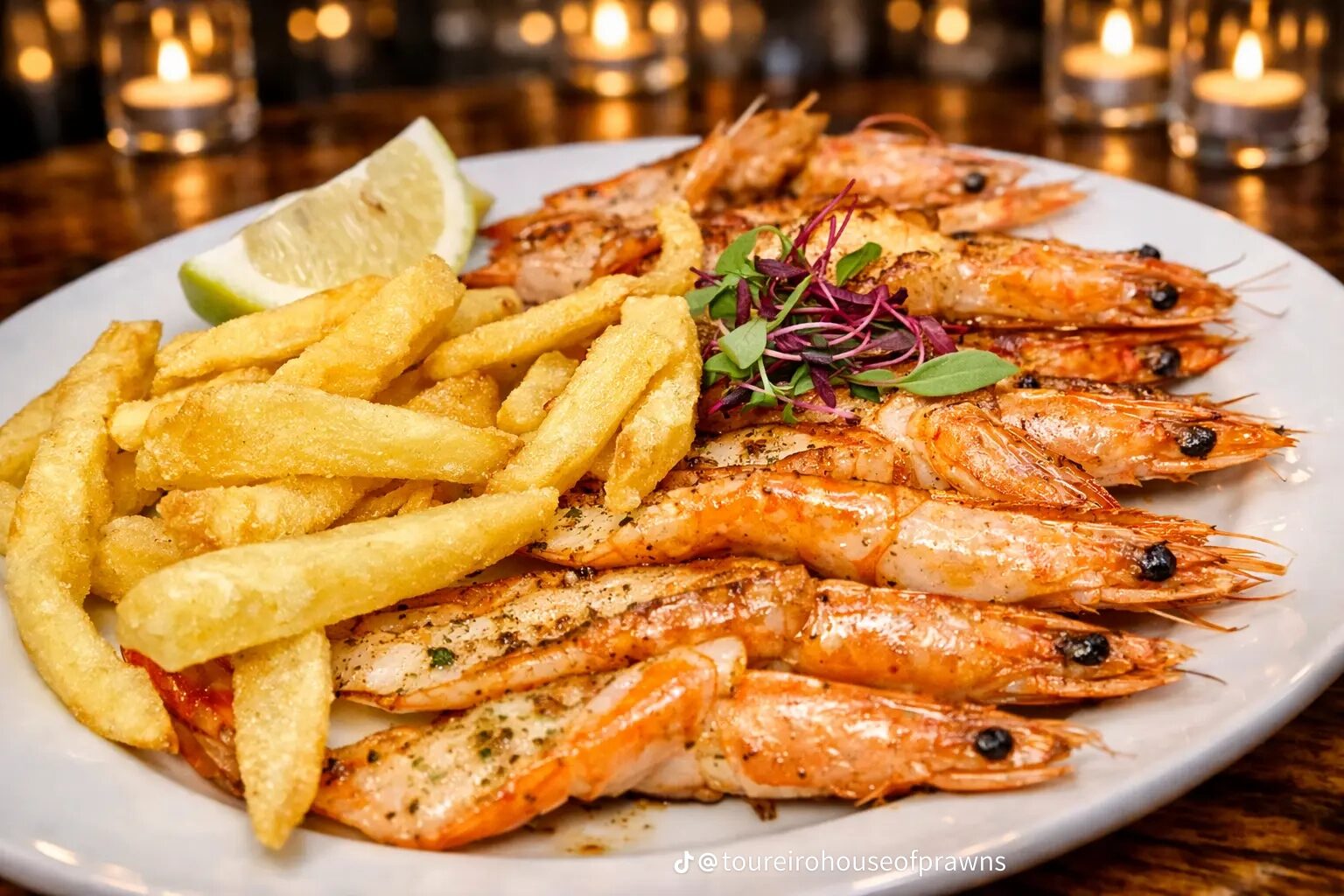 Flame-grilled prawns at Toureiro